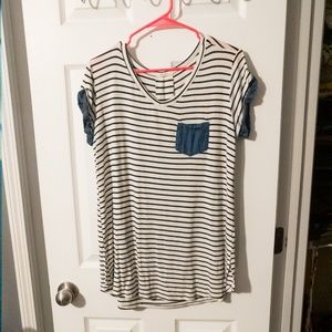 Stripe Shirt with Chambray Accents